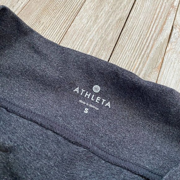 Athleta Fusion S Gray Heather Yoga Flare Wide Leg Pants Athleisure Flap Pockets - Picture 12 of 12